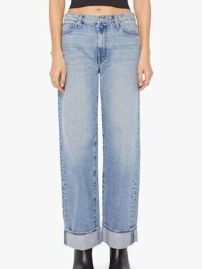 New Mother Dodger Skimp High Waist Cuffed Hem Wide Leg Jeans Size 25